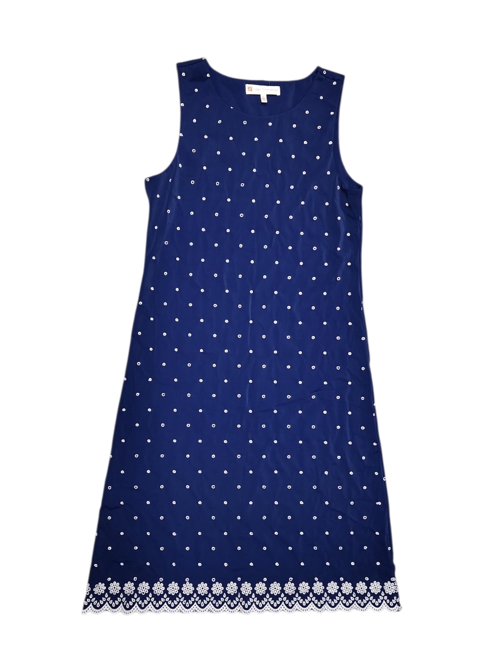 Jude Connally Beth Eyelet Shift Dress In Navy With White Polka Dots